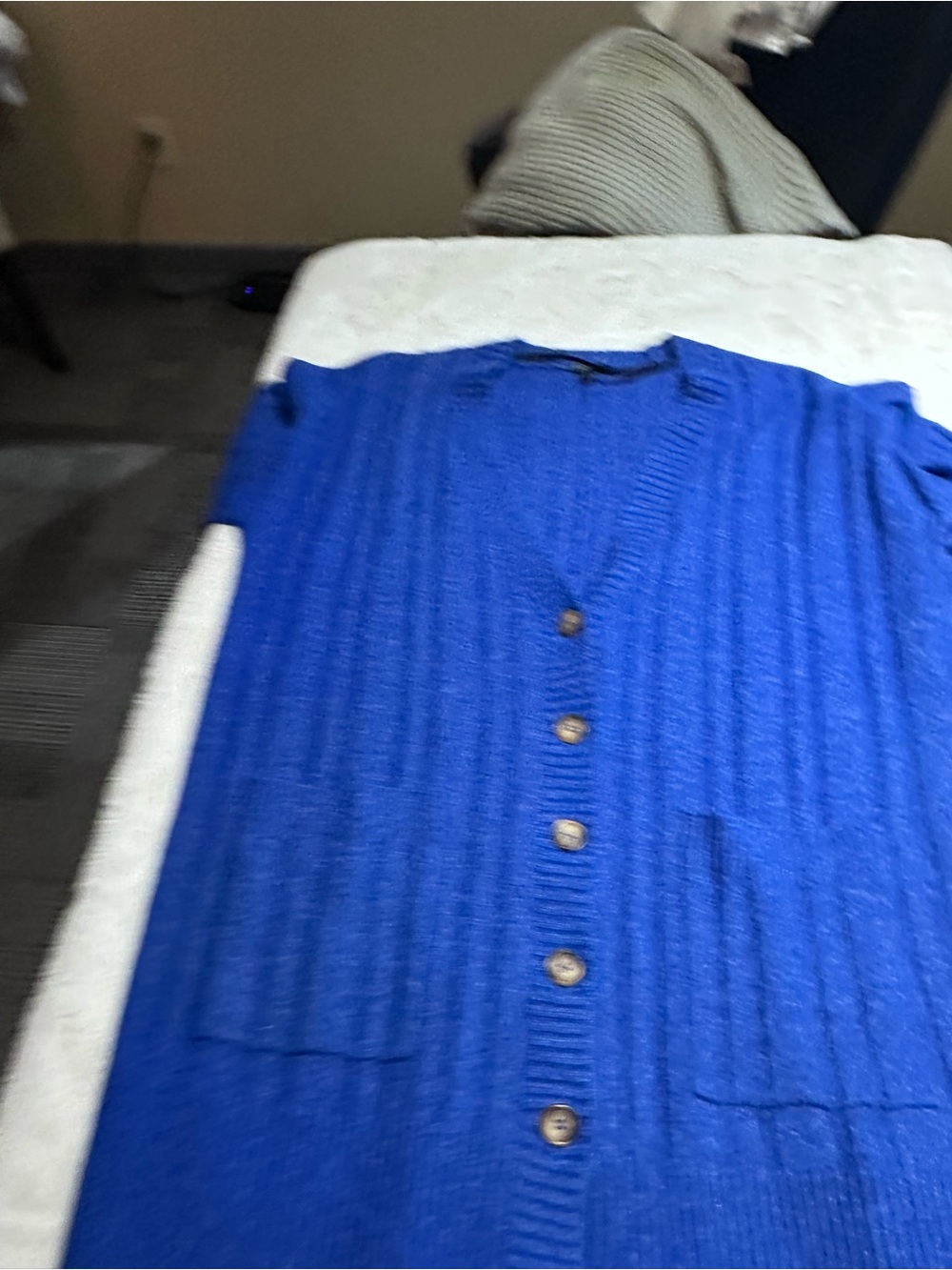 Royal Blue Boyfriend Button-Front Knit Cardigan